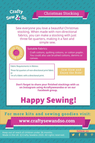 Crafty Sew & So Fat Quarter Christmas Stocking PDF Pattern