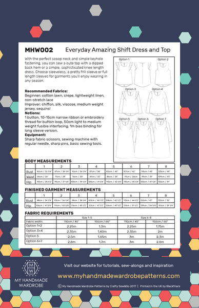My Handmade Wardrobe Everyday Amazing Shift Dress and Top PDF Pattern