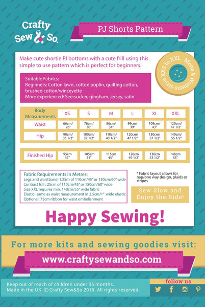Crafty Sew & So Frill PJ Shorts PDF Pattern