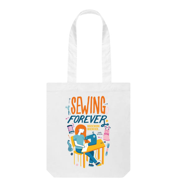 White Sewing Forever Tote Bag