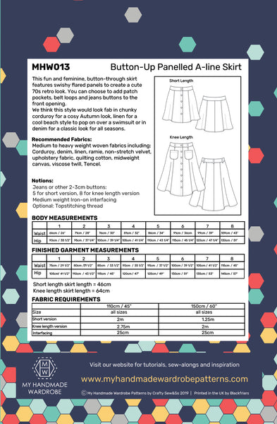 My Handmade Wardrobe Button Up Skirt PDF Pattern